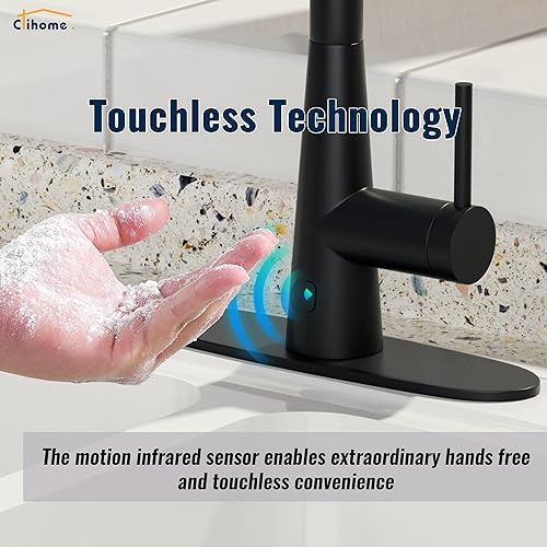 Miniatura 5 de Grifo de cocina sin contacto con rociador extraíble, sensor de movimiento inteligente, pulverizador extraíble de una sola manija, grifos de cocina,