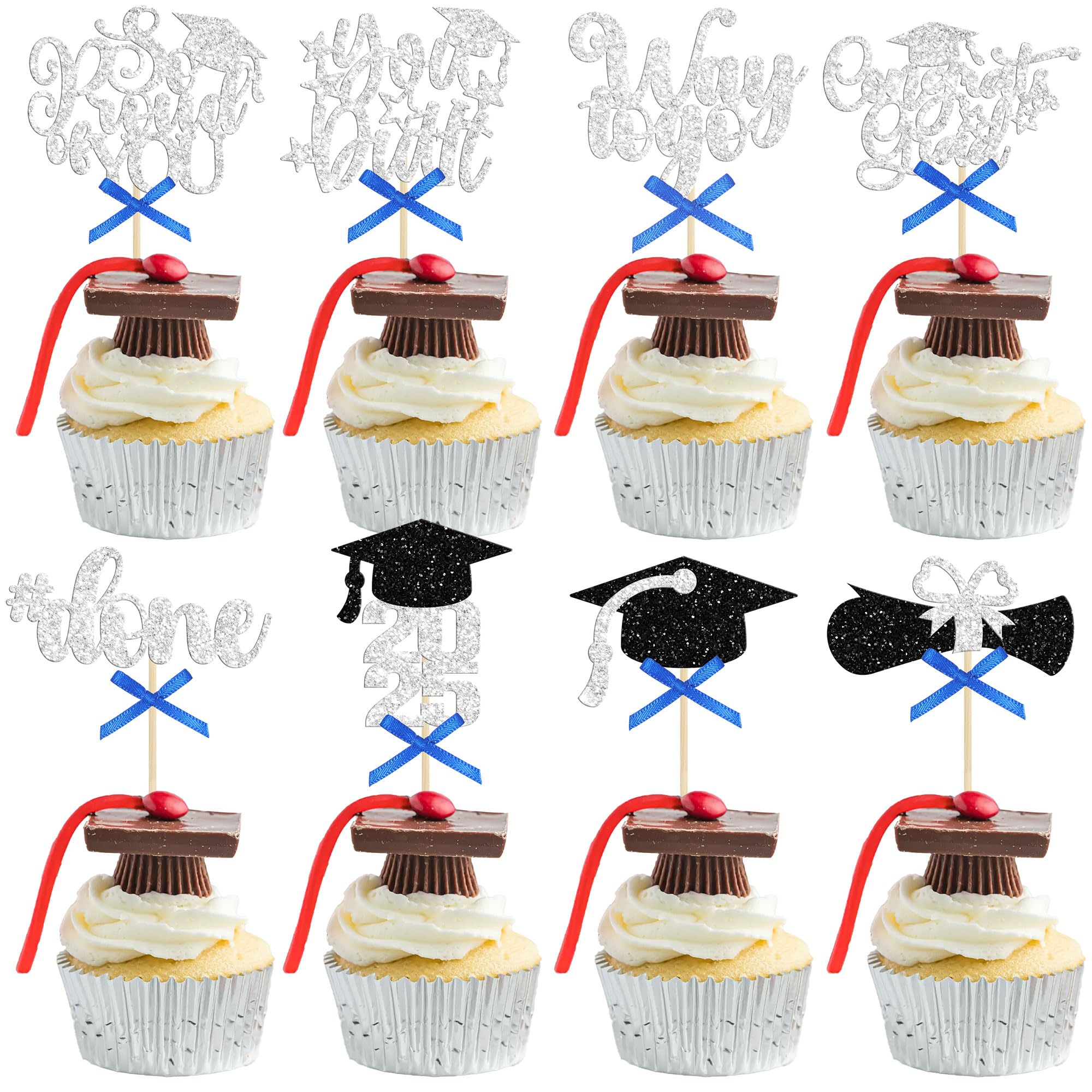 24 Stück Congrats Grad 2023 Cupcake Topper – Lustige Deko Für Abschluss-Partys