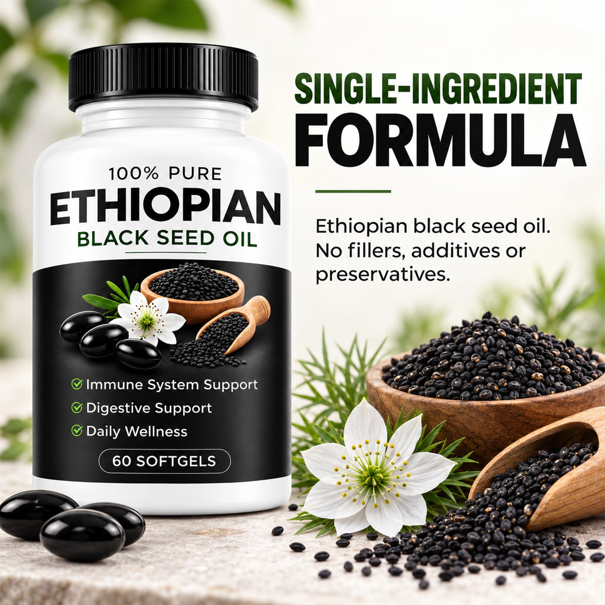 Ethiopian Black Seed Oil Capsules - 4.64% Thymoquinone, 60 Count — Amazon image 4