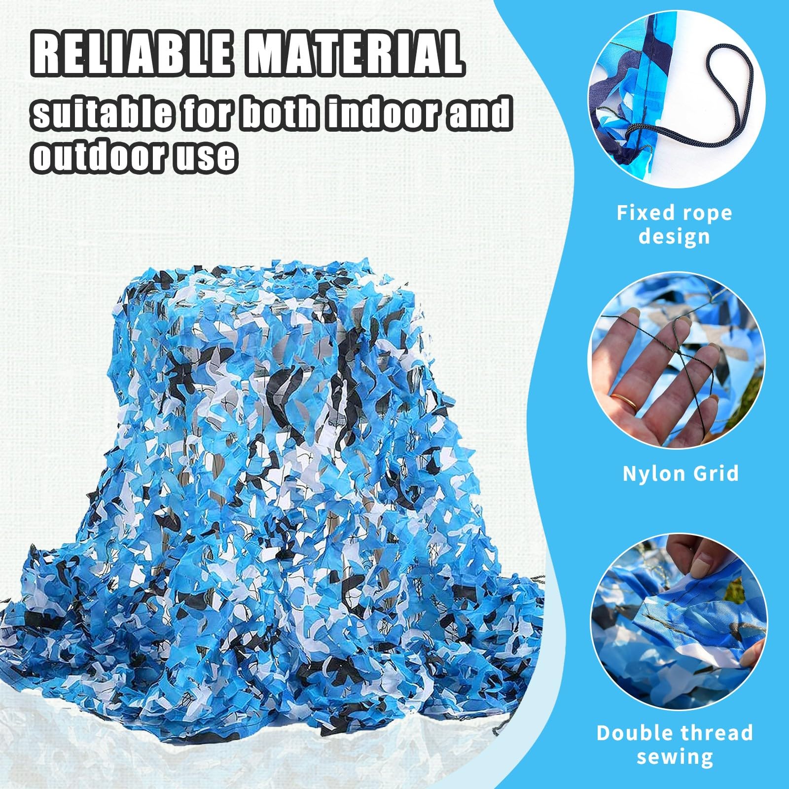 Generico Rete Mimetica Militare Blu 4x5m(13x16.4ft) 210D Oxford Camouflage Tela Netto,Rete Ombreggiante per Esterni,per Caccia,Campeggio,Giardino,Protezione Solare