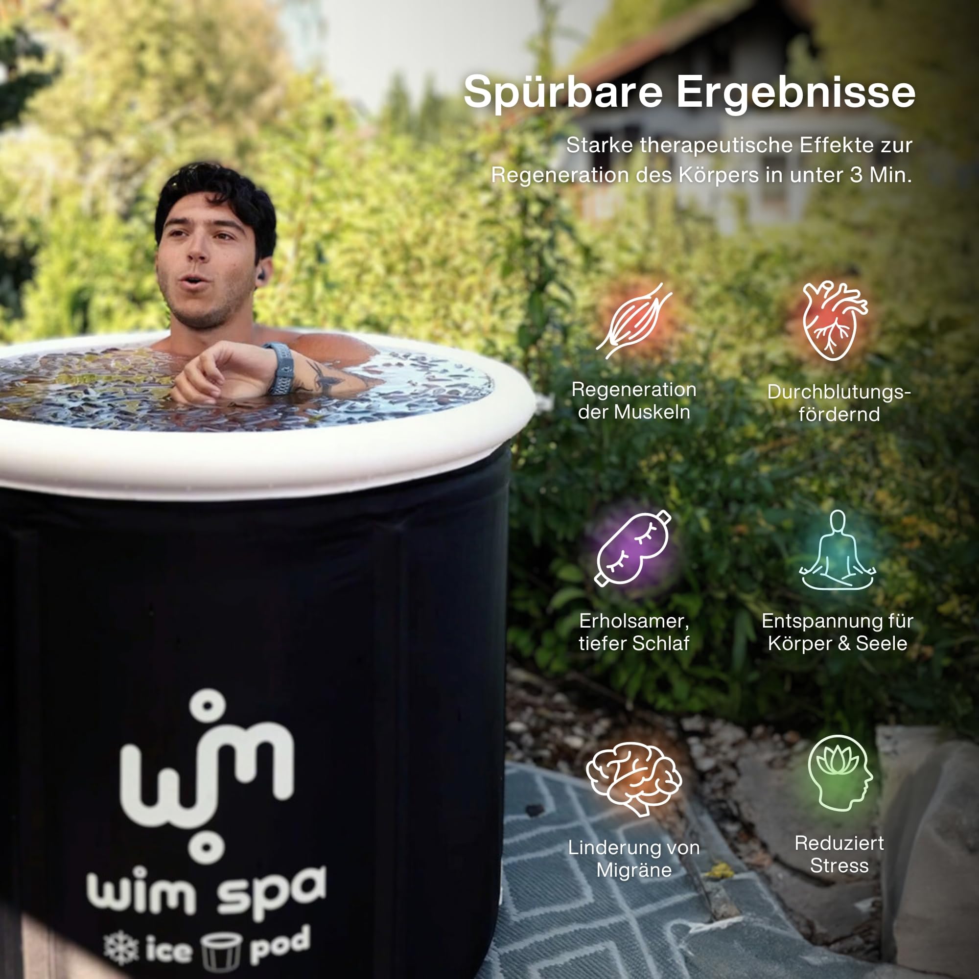 [Das Original seit 2015] Ice Pod (80 cm Ø x 80 cm) XL - Faltbares isoliertes Eisbad/Eisfass für Cold Plunge Kältetherapie, tragbare Badewanne inkl. ThermoDome, Cover, Thermometer, eBook UVM.