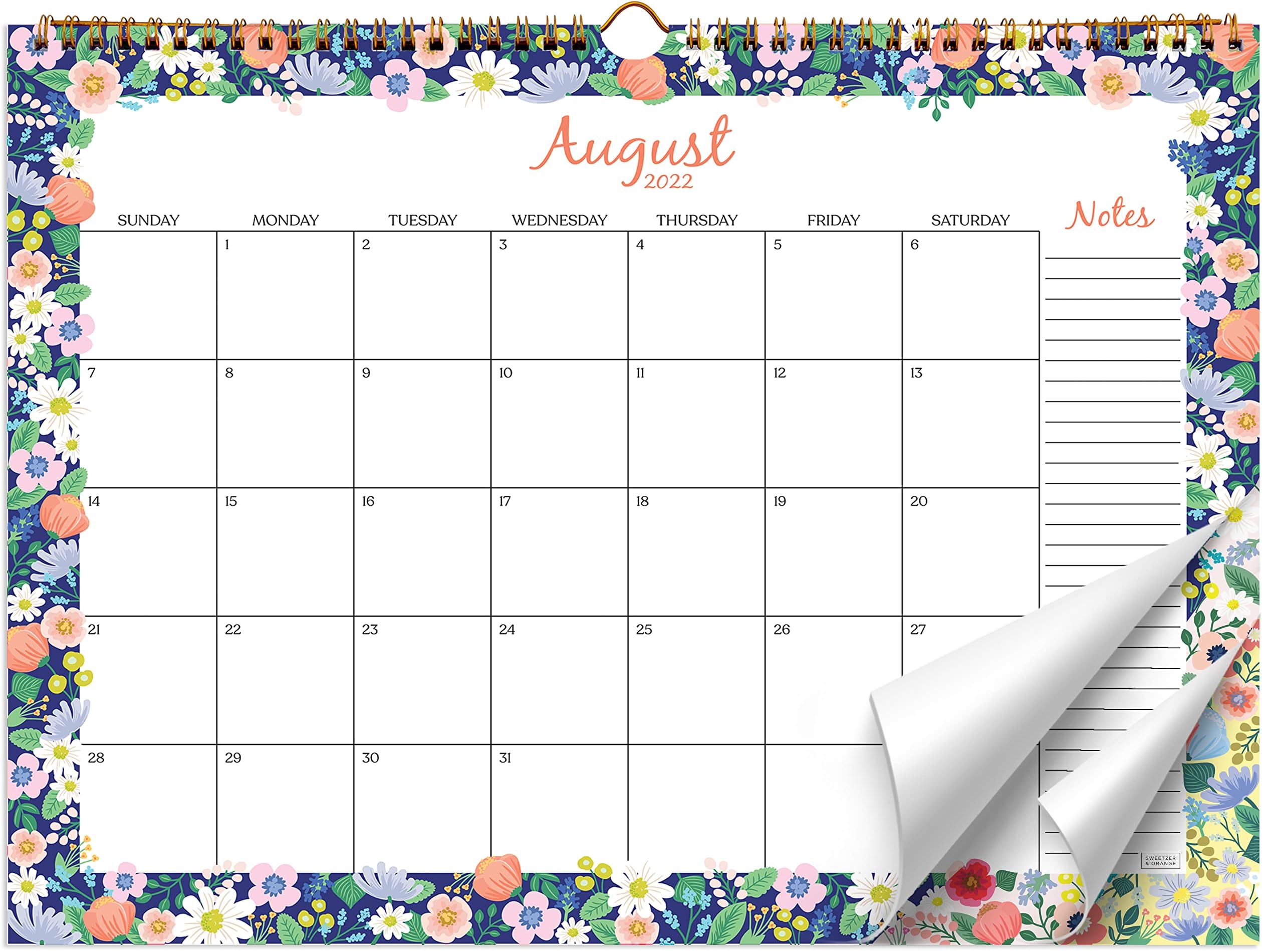 Sweetzer & Orange 2022 Wall and Desk Calendars - 18-Month Calendar from Jul 2021-Dec 2022 - 120GSM Paper, Space for Notes - Home & Office Monthly Planner Organiser with Colourful Designs - 29.2x37cm
