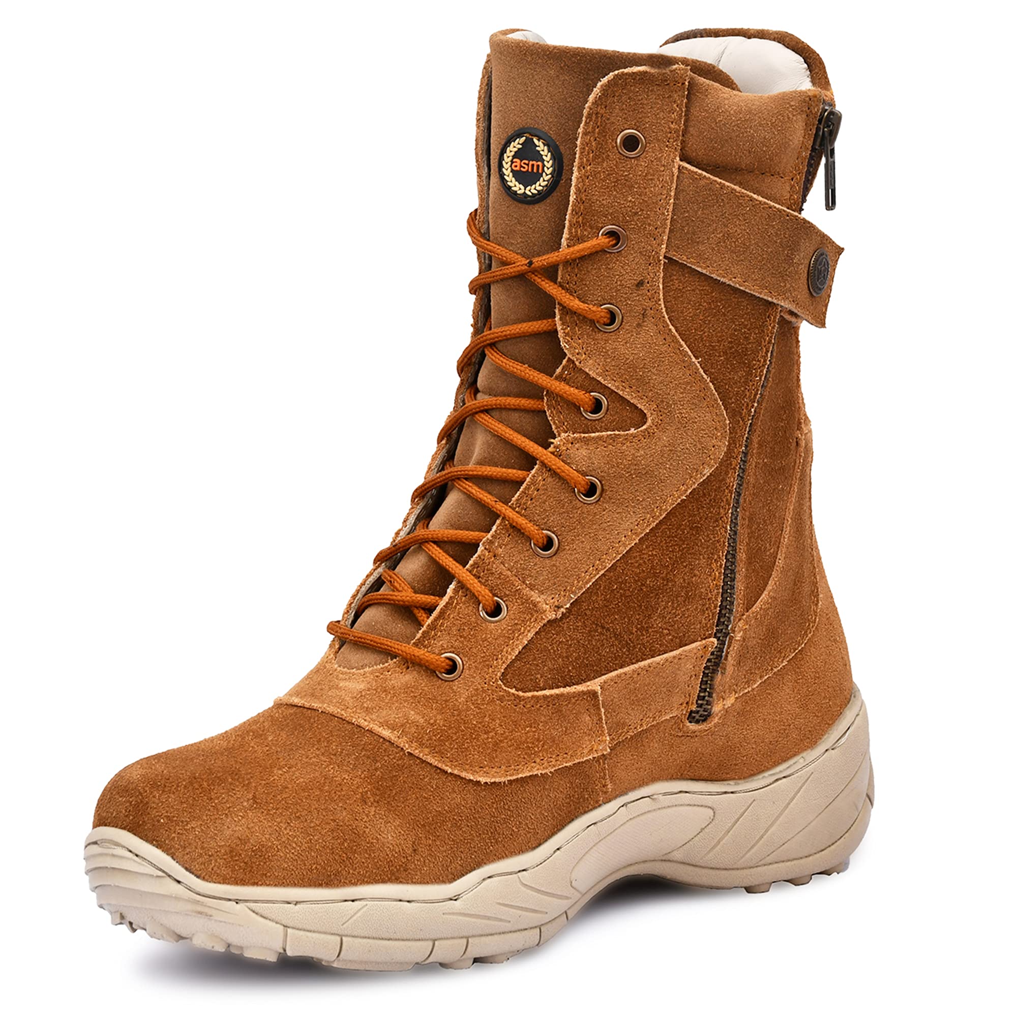ASM SWAT Tactical Military/Army Boots for Men with Side Zip Tan Leather 9" (Inches) long boots. Size available UK/India 5 to 12 Article-703Tan (numeric_11) (B09814L578) Amazon Price History, Amazon Price Tracker