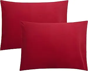 FLXXIE Microfiber Pillow Cases Standard Size, Soft Pillowcases with Envelope Closure, Wrinkle, Stain Resistant Pillow Covers, 20x26, Wine Red