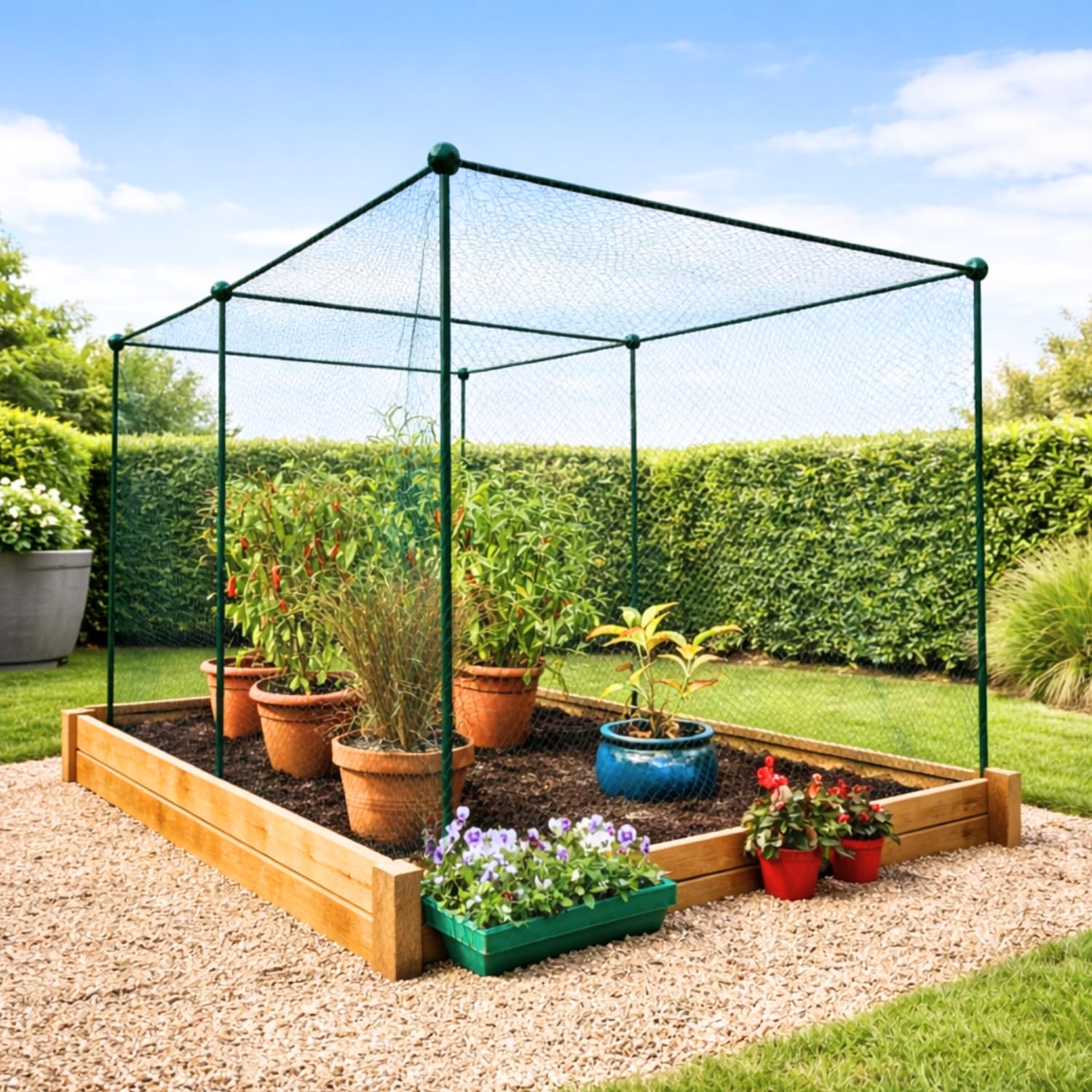 GardenSkill Fruit and Vegetable Garden Cage Kit with Butterfly Netting - Brassica Plant Protection Frame (1.25m x 1.25m x 1.875m high)