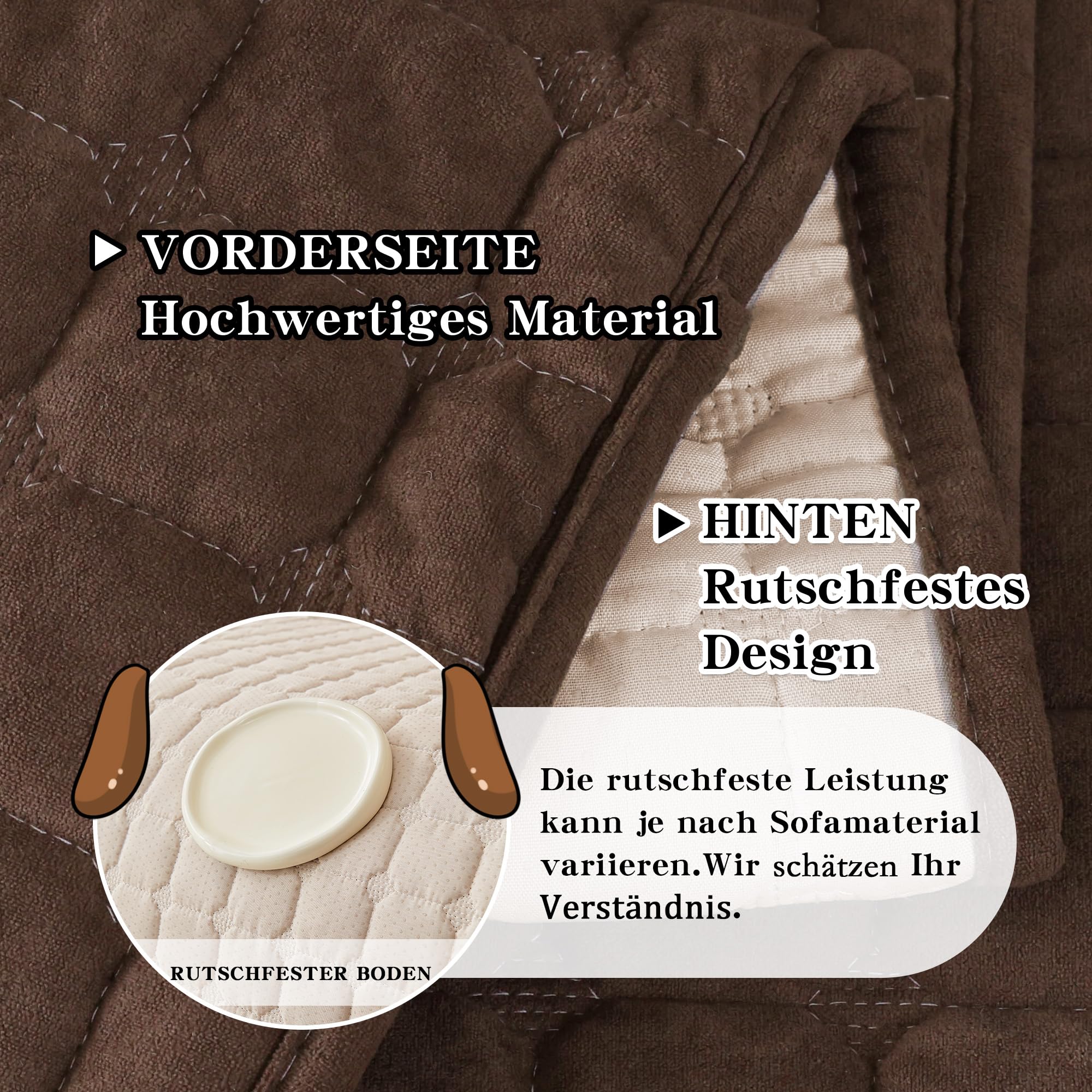 MYSKY HOME Sofa Schutzdecke Sofa Überzug 3 Sitzer - Sofabezug Kratzschutz Sofa Katze, Sofaüberwurf Sofaschoner Sitzfläche Couch Topper Sofaüberwürfe, 88 x 180cm，Schokolade