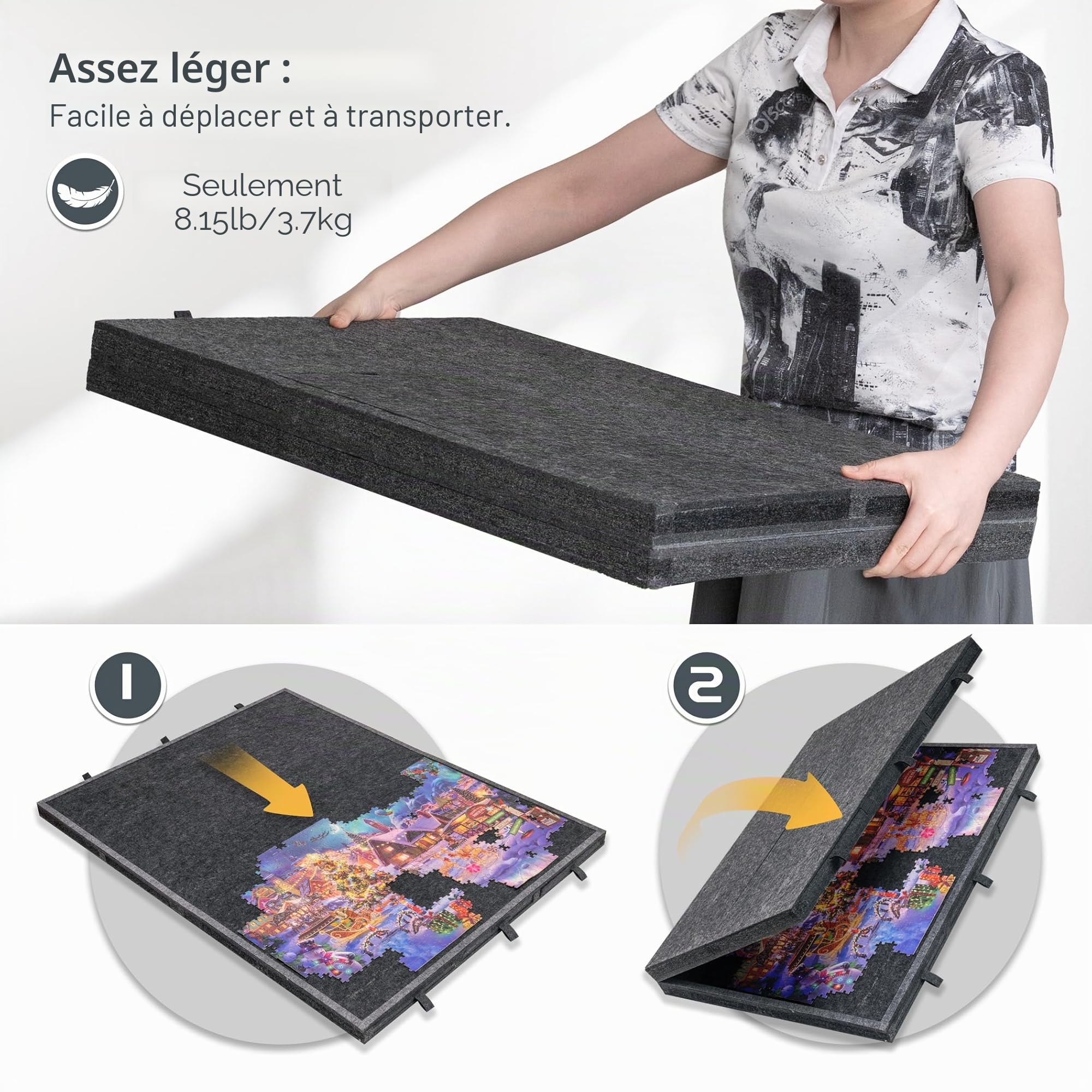 Lavievert Table de puzzle inclinable 2000 pièces 8 tiroirs colorés pliable 4 angles réglables Chevalet intégré
