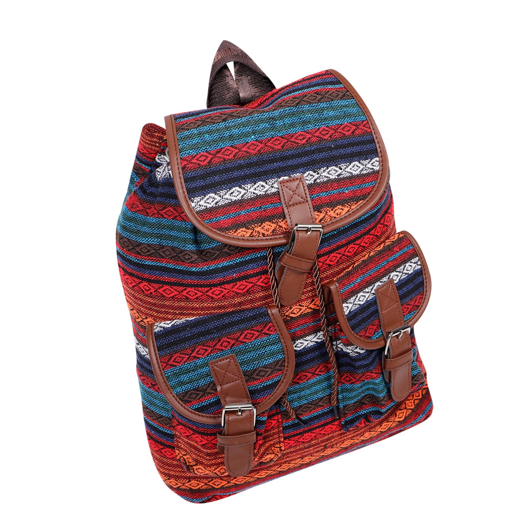 Mochila de lona étnica para mujer mochila escolar vintage bohemia con gran capacidad 8