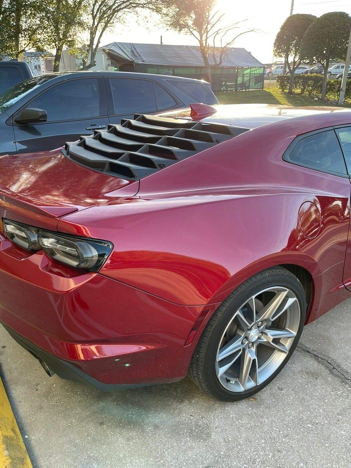 ECOTRIC Rear Window Louver Compatible with 2016-2023 Chevy Camaro Rear Windshield Cover Vents Sun Shade (Matte Black)