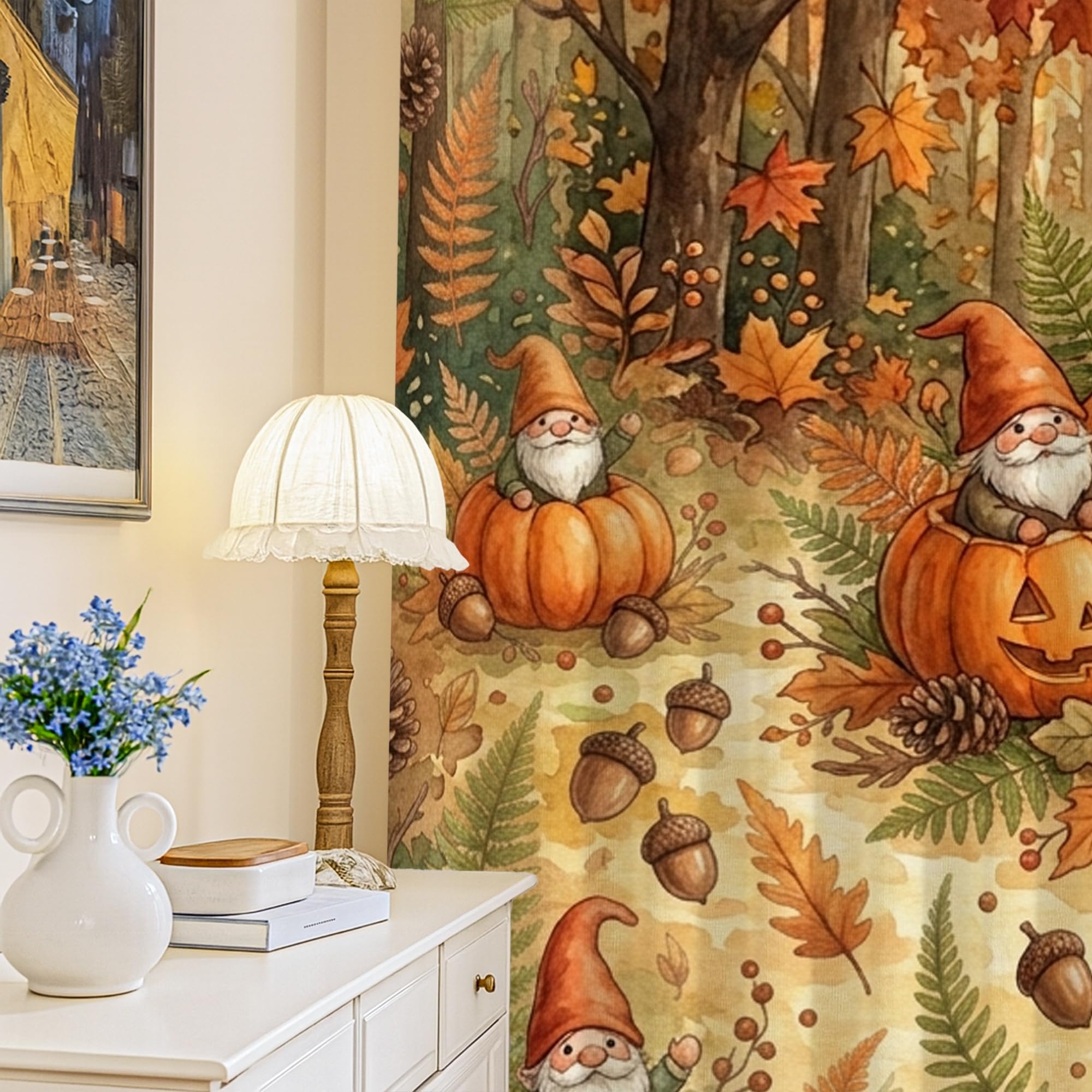 Rideaux occultants citrouilles rustiques nains d'automne sans plis