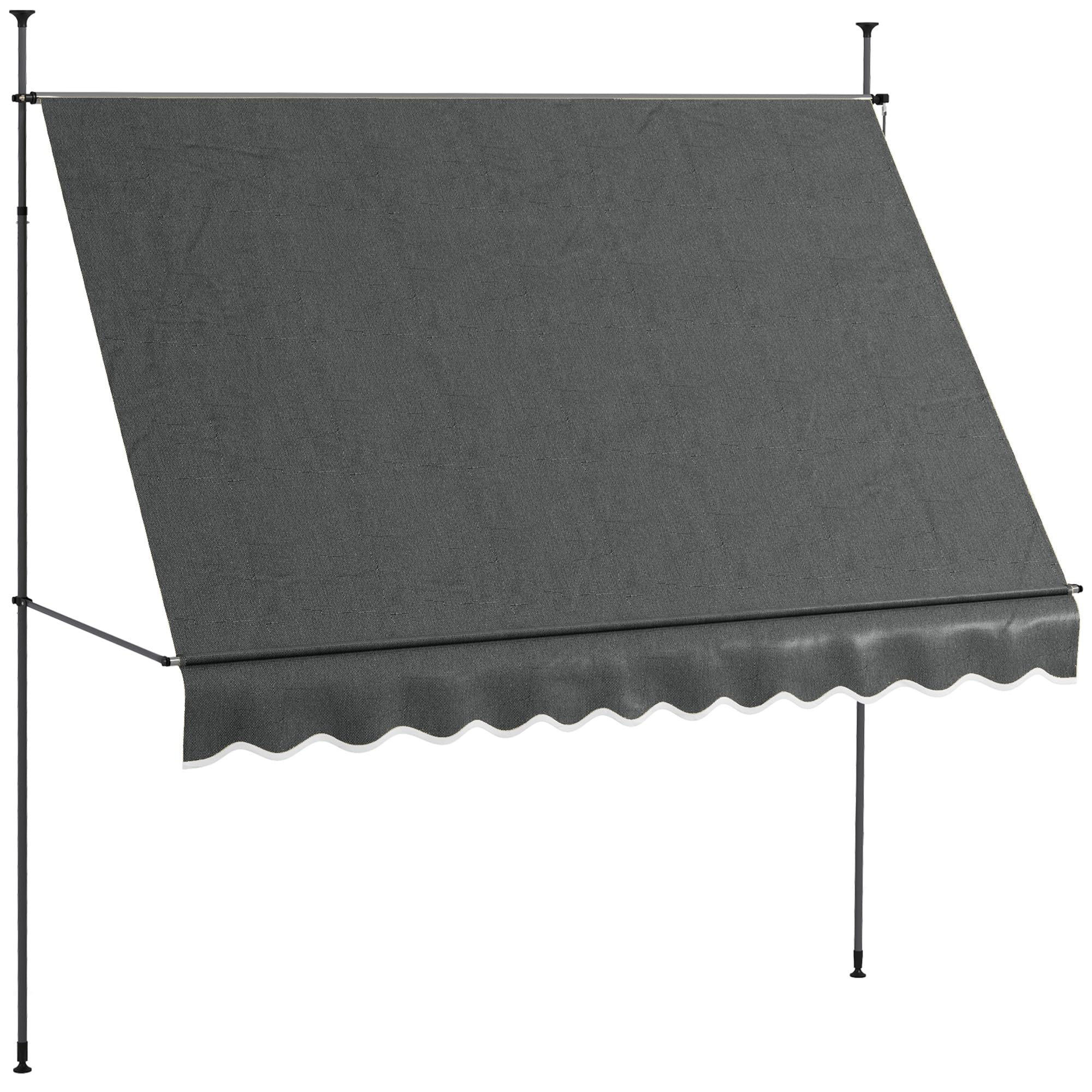 Outsunny Toldo Manual Retráctil 3x1,2 m Toldo Exterior Terraza Enrollable Altura Ajustable con Manivela 210-300 cm Sin Taladro Protección UV30+ para Balcón Jardín Gris Oscuro