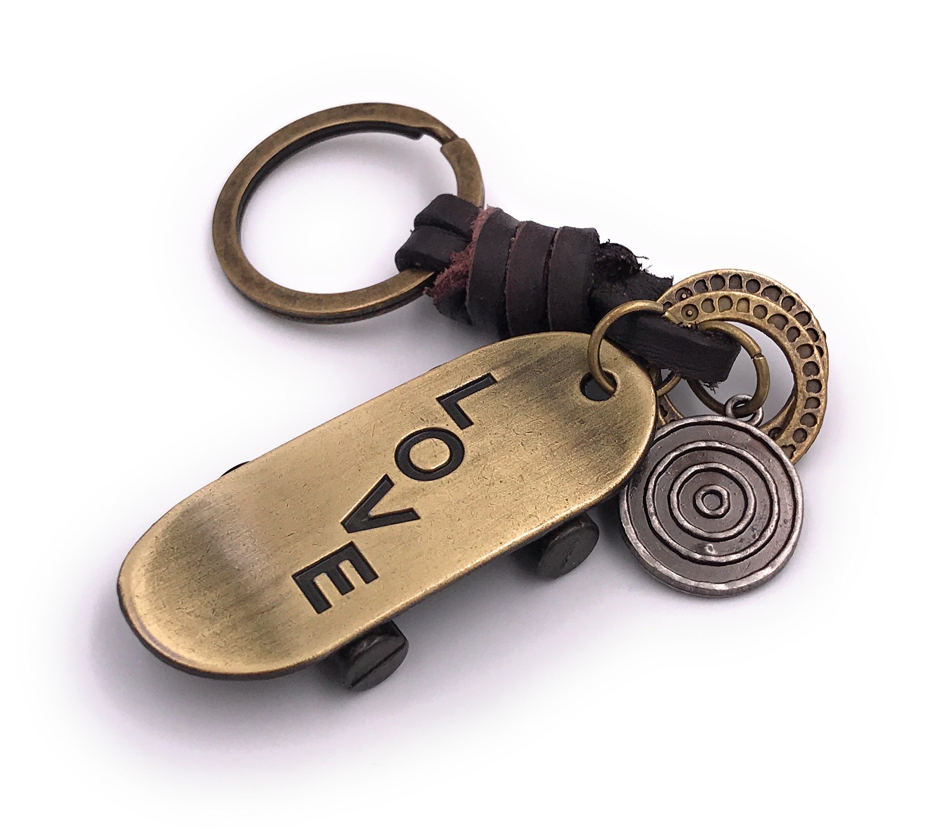 H-Customs Skateboard Love keyring pendant made of metal bronze