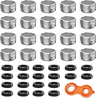 Aireador de Grifo, 20 piezas M24 Filtro Grifo Cocina, Aireadores para Grifos Inoxidable con 20 Juntas y 1 llave para Grifo de Cocina y Baño