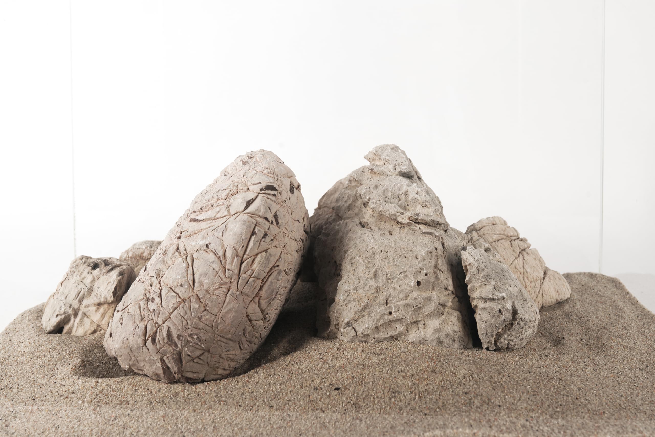 LANDEN Piedra de piel de elefante natural multitextura gris (18 libras, 3 ~ 9 pulgadas, 7 piezas) para acuario, paludario, terrarios, paisajismo, decoración de cuevas, cascadas, acantilados