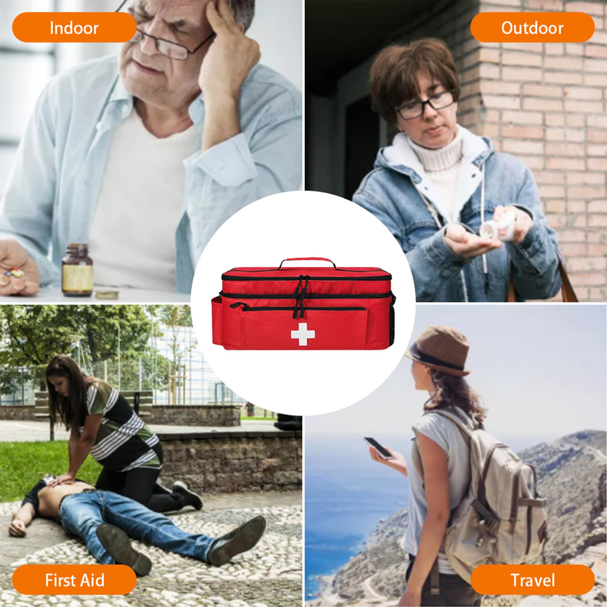 Erste Hilfe Tasche Leer, Medikamententasche Groß, Rot
