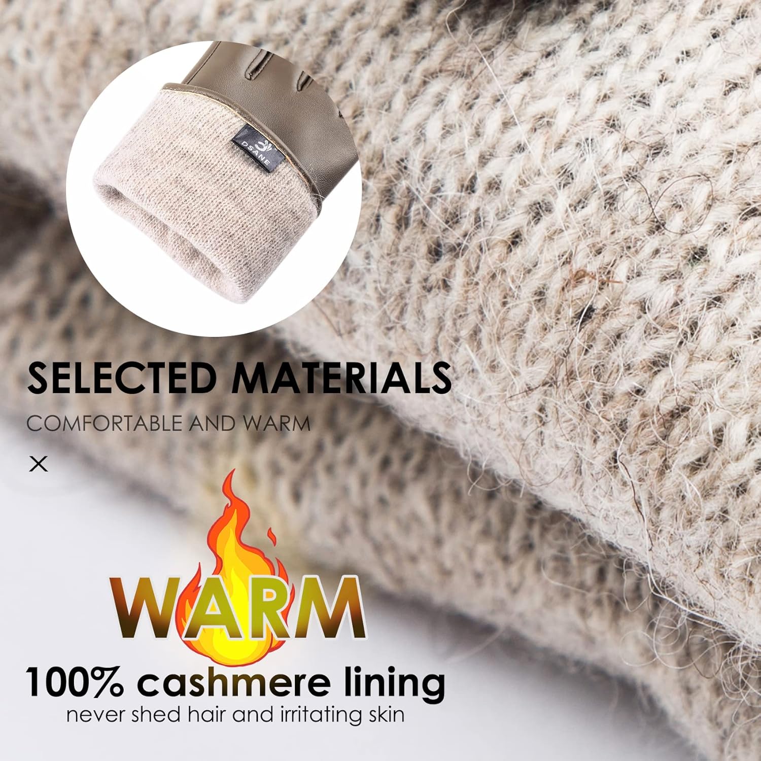 Dsane Womens Winter Leather Touchscreen Texting Warm Driving Lambskin Pure Genuine leather Gloves - Image 3