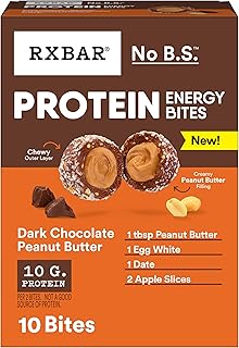 RXBAR Protein Energy Bites, Gluten Free Protein Balls, Dark Chocolate Peanut Butter, 8.8oz Box (10 Bites)
