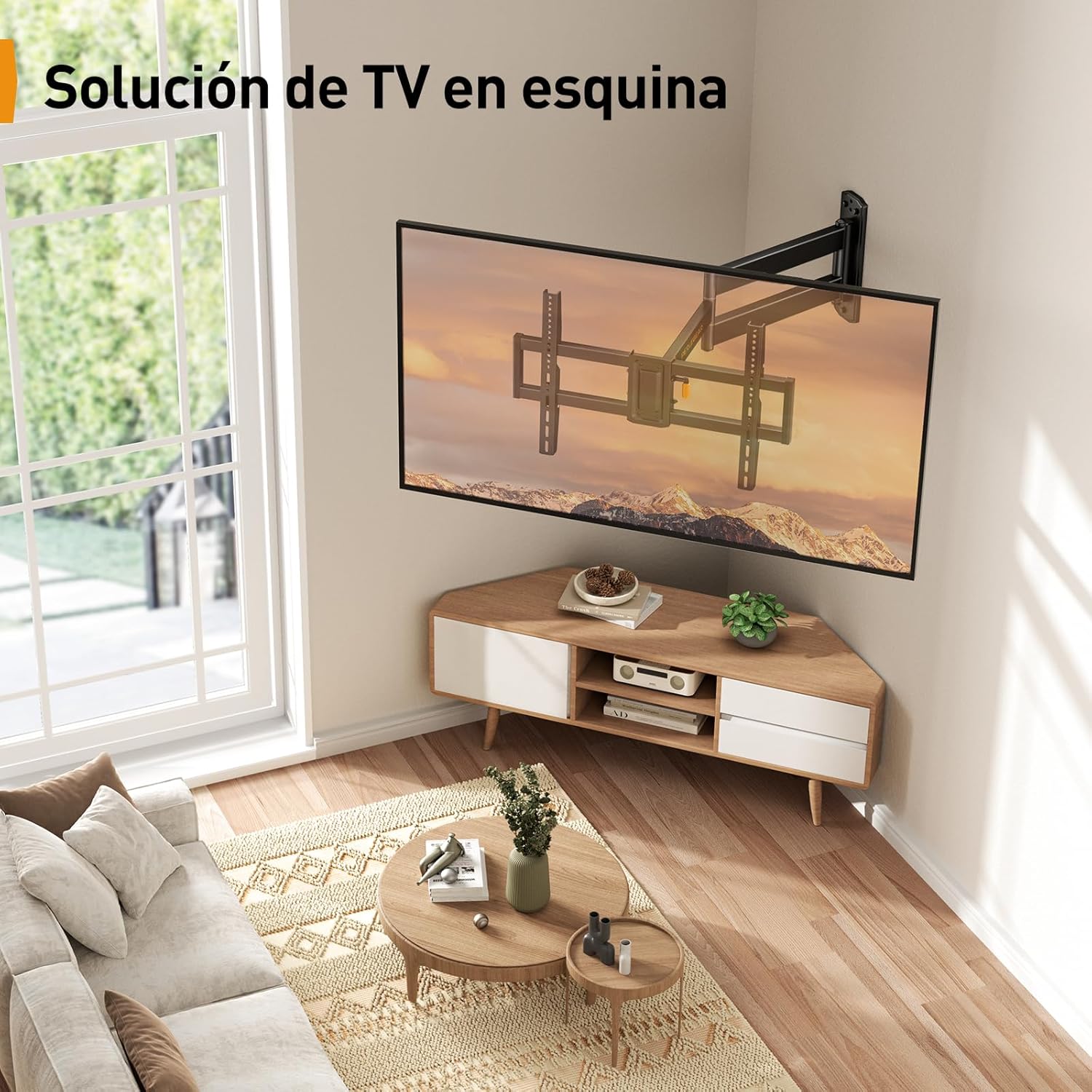 Perlegear Corner TV Wall Mount Long Arm TV Mount Bracket for 32-75 Inch TVs-Full Motion Wall Mount with 32.37” Extension & Swivel Articulating Arm & Tilt, MAX VESA 600x400mm, Holds up to 100 lbs - Image 6