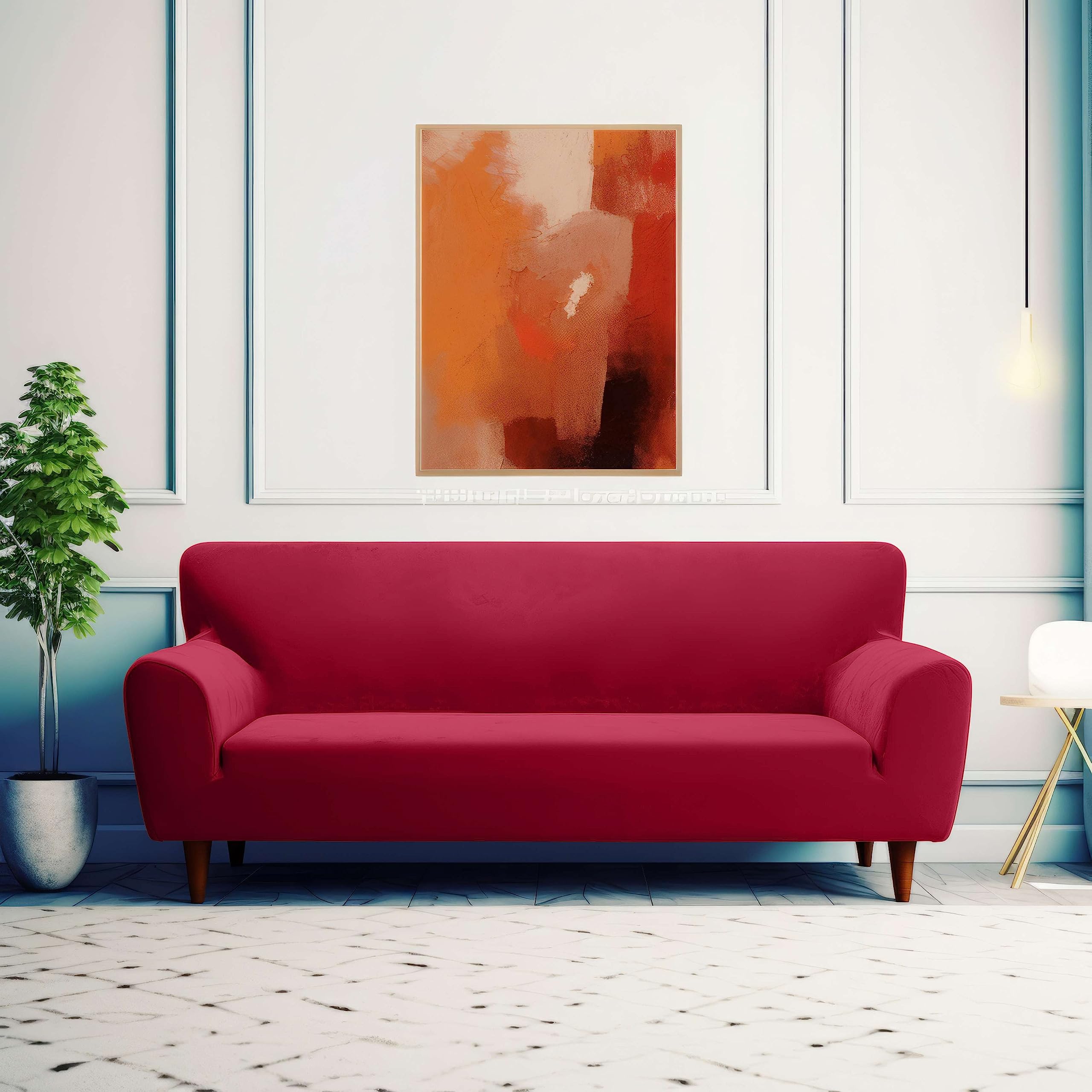 Telo Copridivano 2 Posti Con Braccioli | Fodera Universale Tinta Unita Perfetta Come Copri Divano 2 Posti Con Braccioli | Sofa Cover Compatibile Con Divani Da 110 a 135 Cm [Bordeaux]