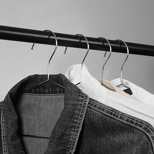 Miniatura 6 de KINJOEK Paquete de 50 perchas de alambre para ropa, 17.7 pulgadas de alambre de acero inoxidable para ropa seca y húmeda, ropa interior y pantalones