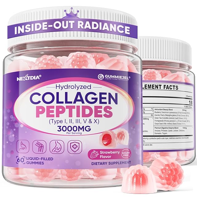 Collagen Gummies for Women Men 3000mg Hydrolyzed Collagen Peptides with Antioxidant Blend Digestive Enzymes Multi Collagen Type I