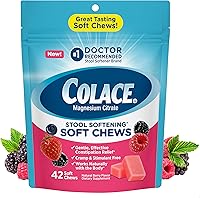 Colace Stool Softener Soft Chews Mixed Berry - #1 Doctor Recommended, Gentle Stimulant-Free Constipation Relief, 42 Count