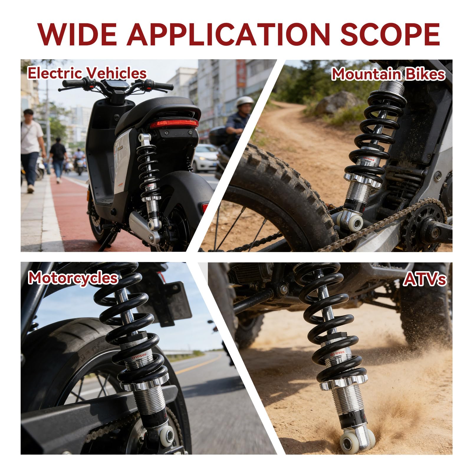 Ammortizzatori per Mountain Bike Ammortizzatore Posteriore, 190 mm 1200 Lbs In Lega Di Alluminio Molla Regolabile Universale Ciclomotore Posteriore