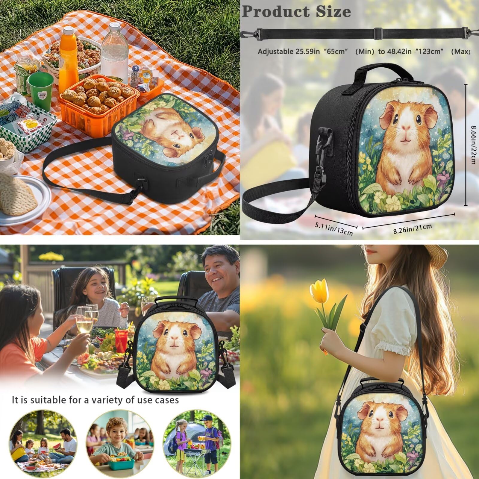 Chłopięcy plecak i torba na lunch zestaw moda torby szkolne dla dziewcząt torba na lunch, Świnka morska, Plecak dziecięcy