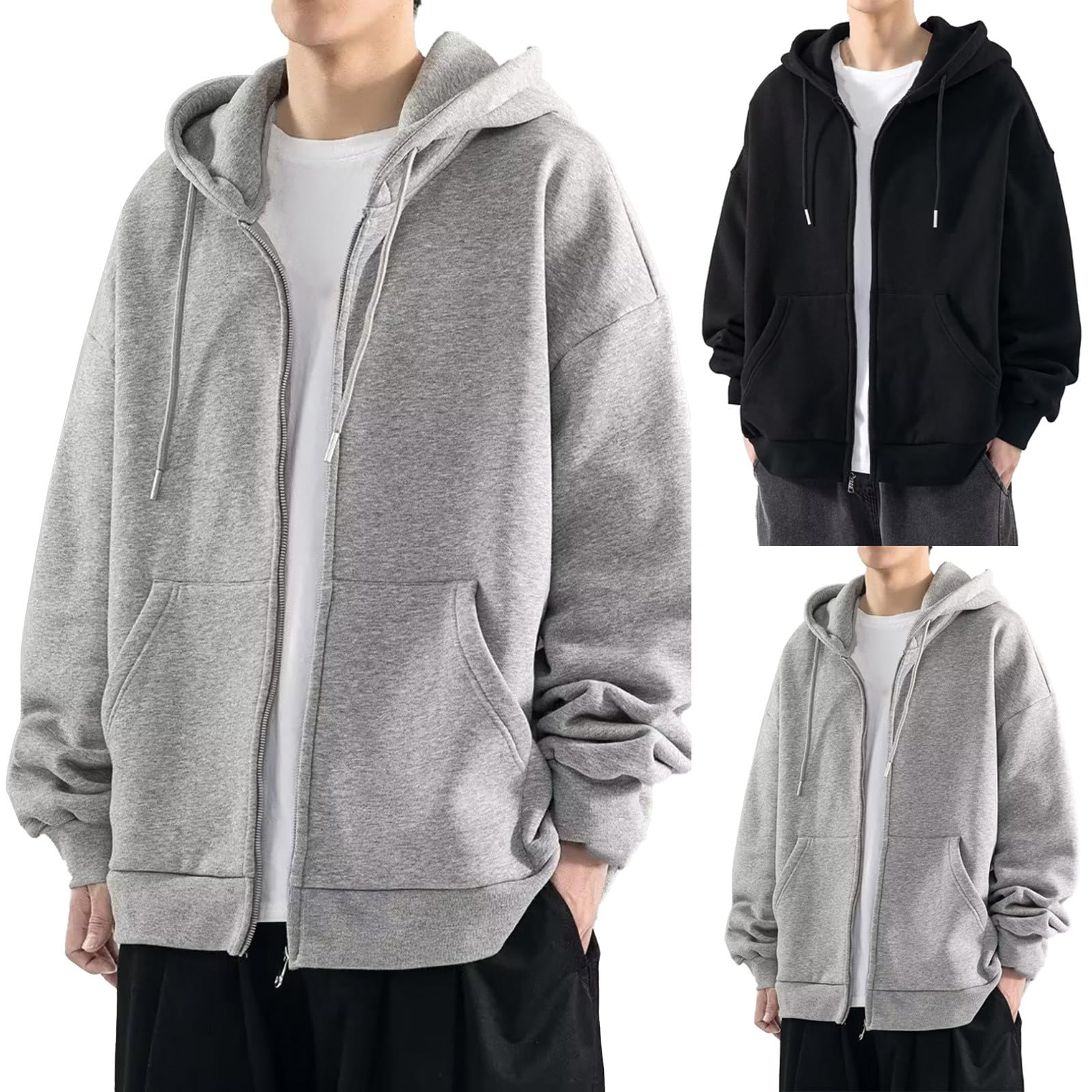 HOOUDO Strickjacke Herren Cardigan, Herren-Cardigan-Pullover, Klassisch Casual-Line Sweatjacke, Hochwertige Durchgehendem Reißverschluss Laufjacke, für Freizeit und Alltag