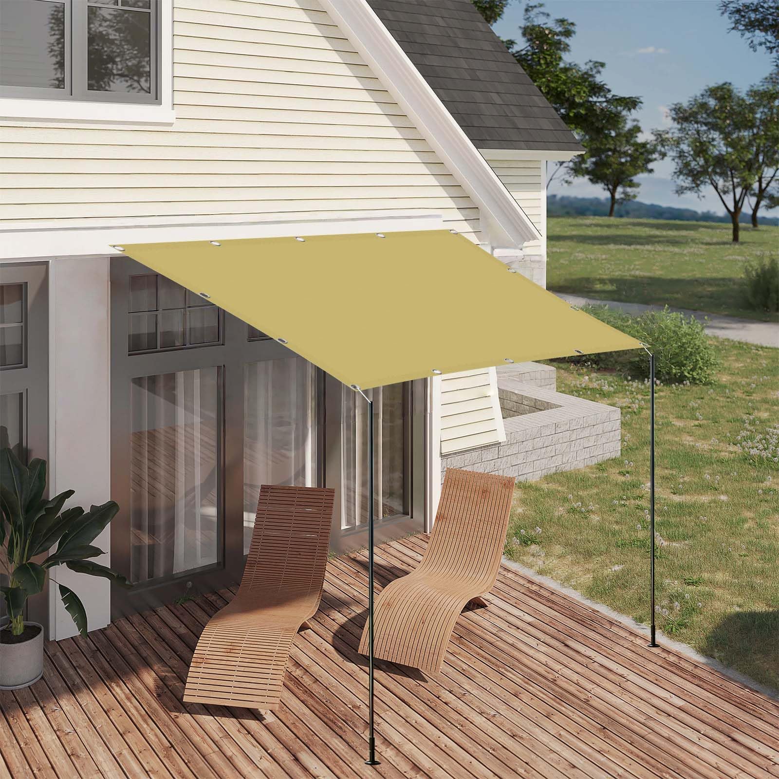 Voile d'ombrage pour patio jaune sable 550x650 cm pour ombrager vos repas en terrasse tout l'été