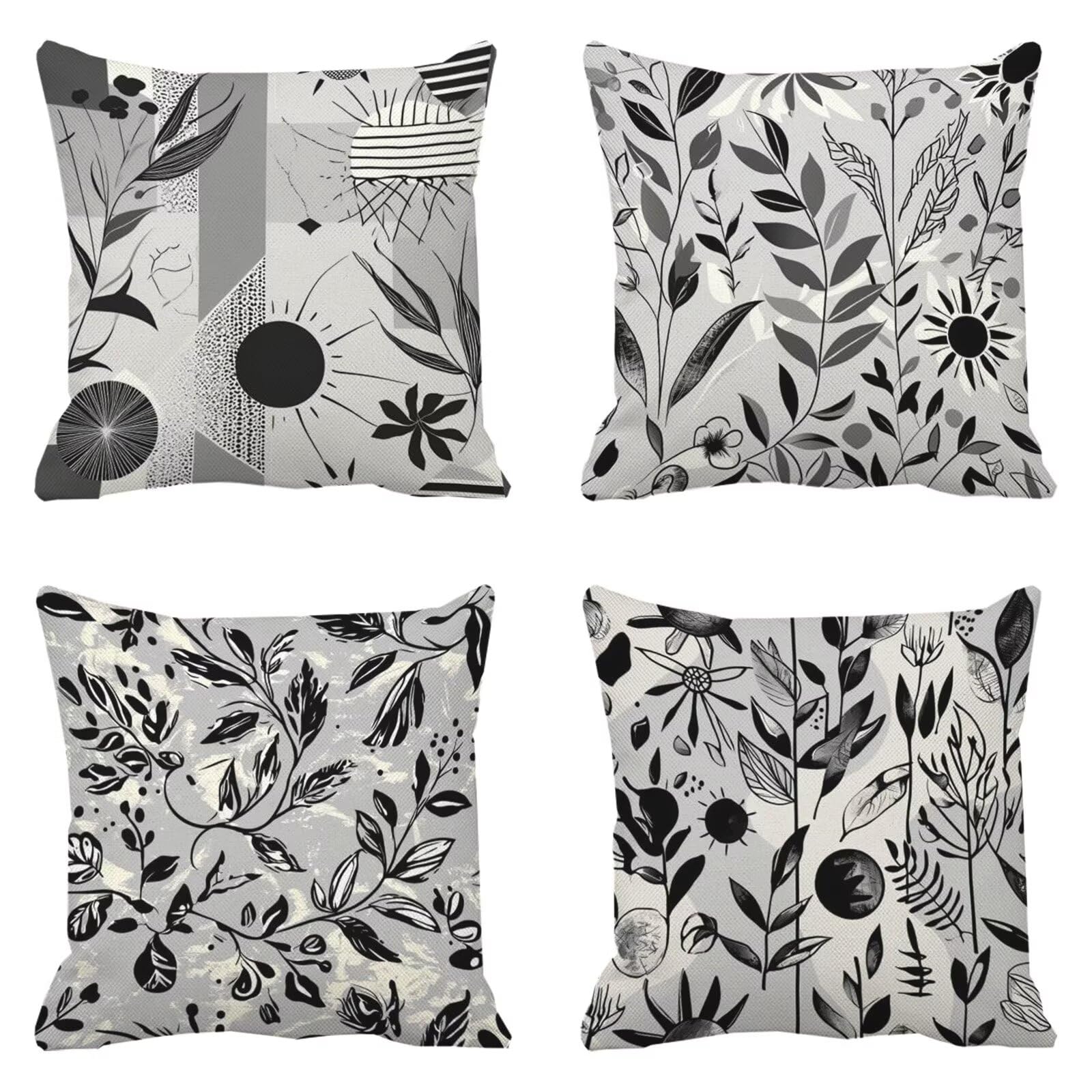 Grand taie oreiller été imperméable 55x55 de salon de jardin lin noir