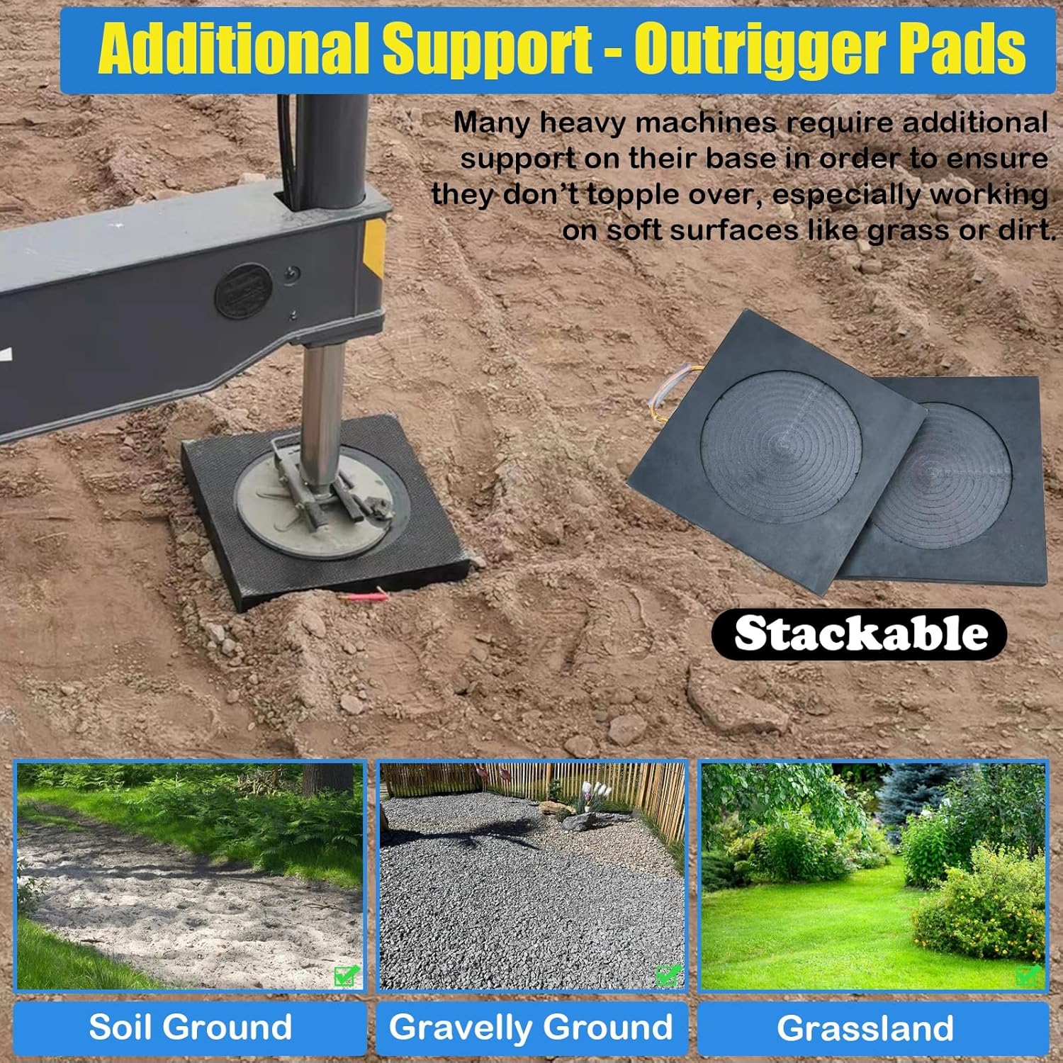 Landing Pad RV Leveling Blocks Crane Trailer Outrigger Pad, Heavy Duty Stabilizing Pad for Bucket Trucks Tows Wreckers, with Handle (Color : B, Size : 30x30x4cm/11.8x11.8x1.6in)