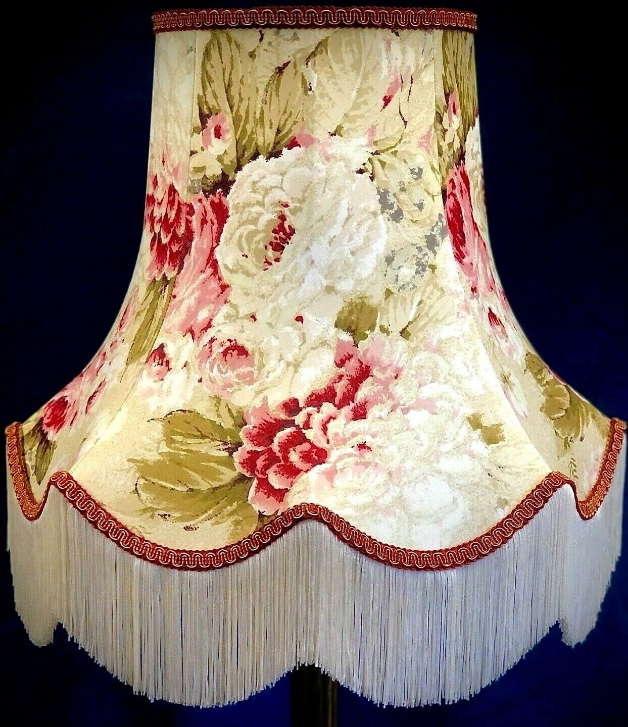 8 Inch (20cm) Chintz Floral, Red and Cream Fabric Lampshade Table Lamps Ceiling Light Pendant