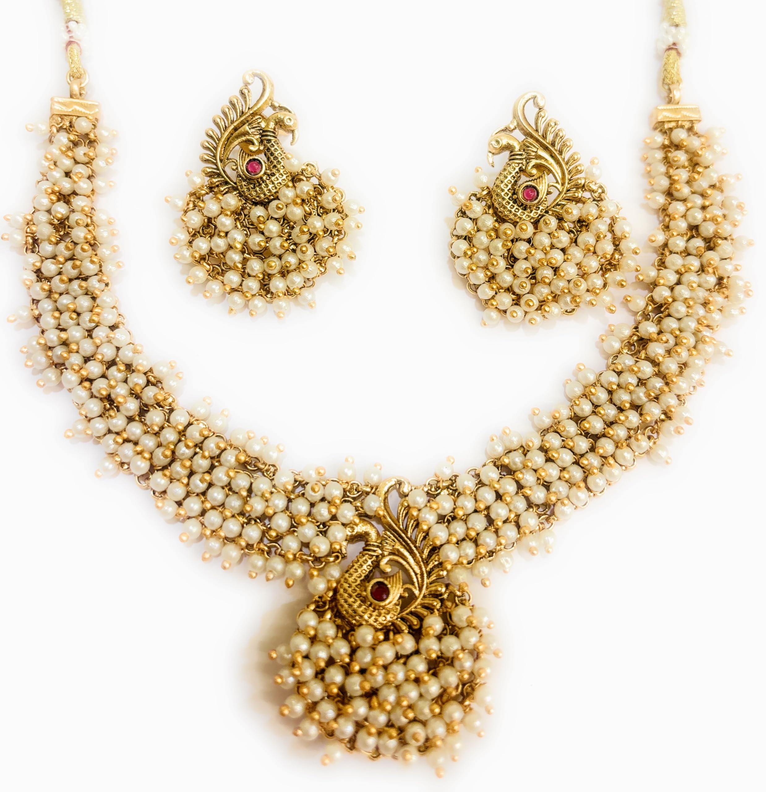 Adyashree Emporium Pearl Necklace with Peacock Design Latest Fashion Necklace Set Maharani Haar with white pearl colour beads and Earrings. Jewellery Set for Women (B0CVYCQZHQ) Amazon Price History, Amazon Price Tracker
