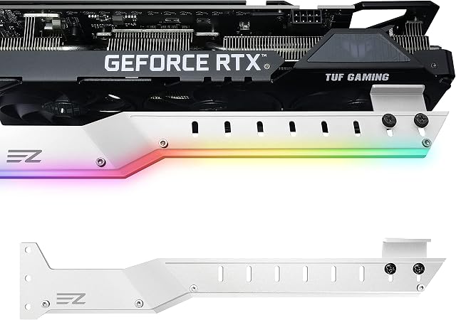 EZDIY-FAB GPU Carte graphique Brace GPU Supporter le support de carte vidéo avec 5V 3 Épingle ARGB LED, Support de support de supports de cartes vidéo Sag/Holster RX6700,RTX3090-309EZ-White