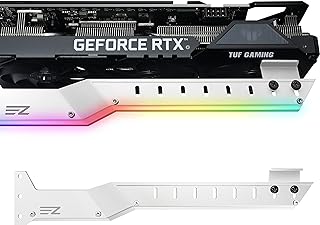 EZDIY-FAB GPU Holder Brace Graphics Card GPU Support Video Card Holder Bracket with 5V 3 Pin ARGB LED, Video Card Sag Holder/Holster Bracket Support RX6700,RTX3090-309EZ-White