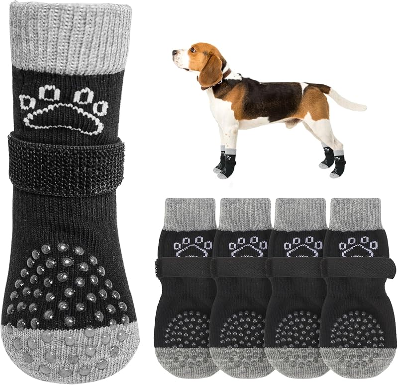 Botas Meias Antiderrapantes para Cães SCENEREAL com Ajuste e Grip Dupla Face, Tamanho S
