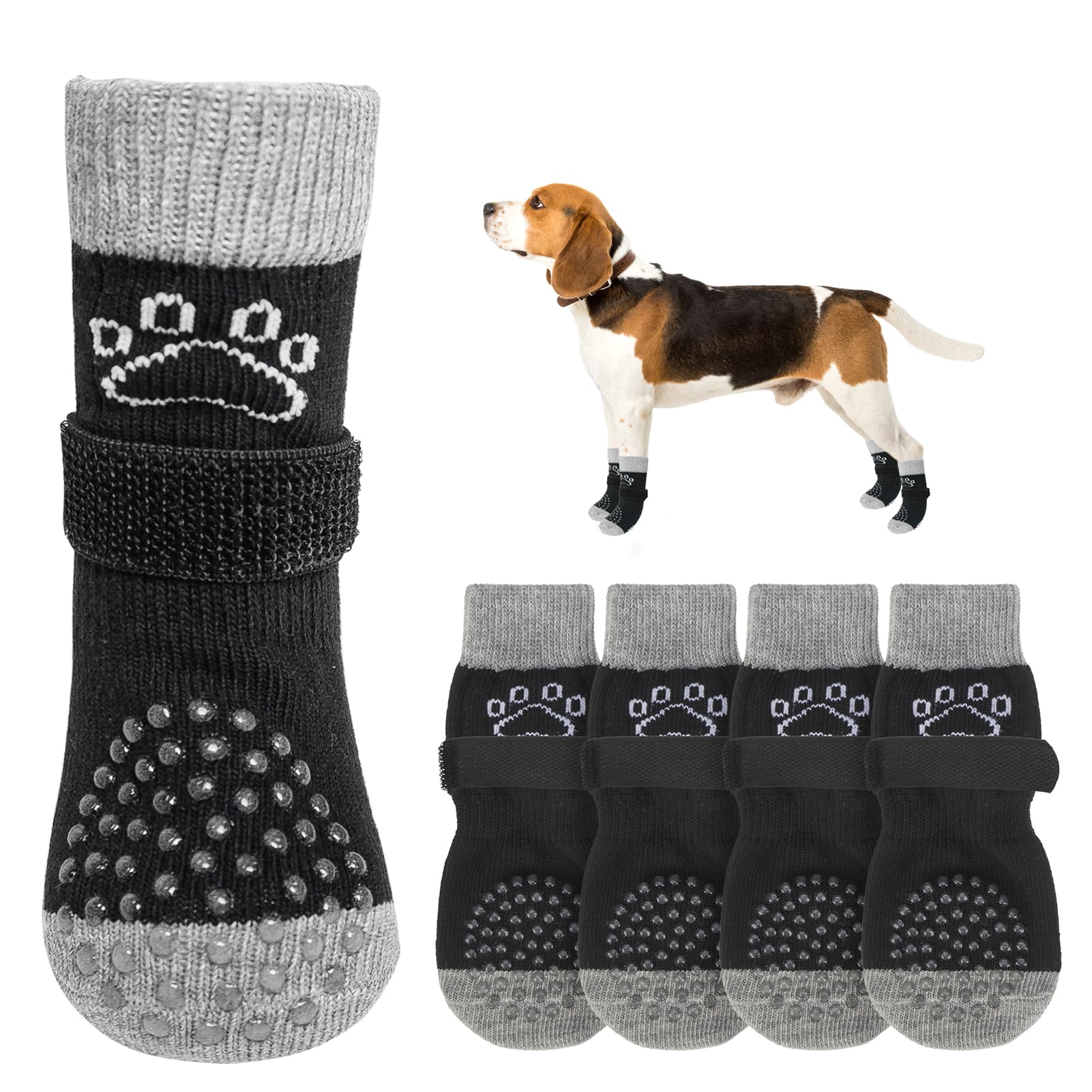 SCENEREAL Calzini per cani per evitare di leccare le zampe, Black Pearl Paw S