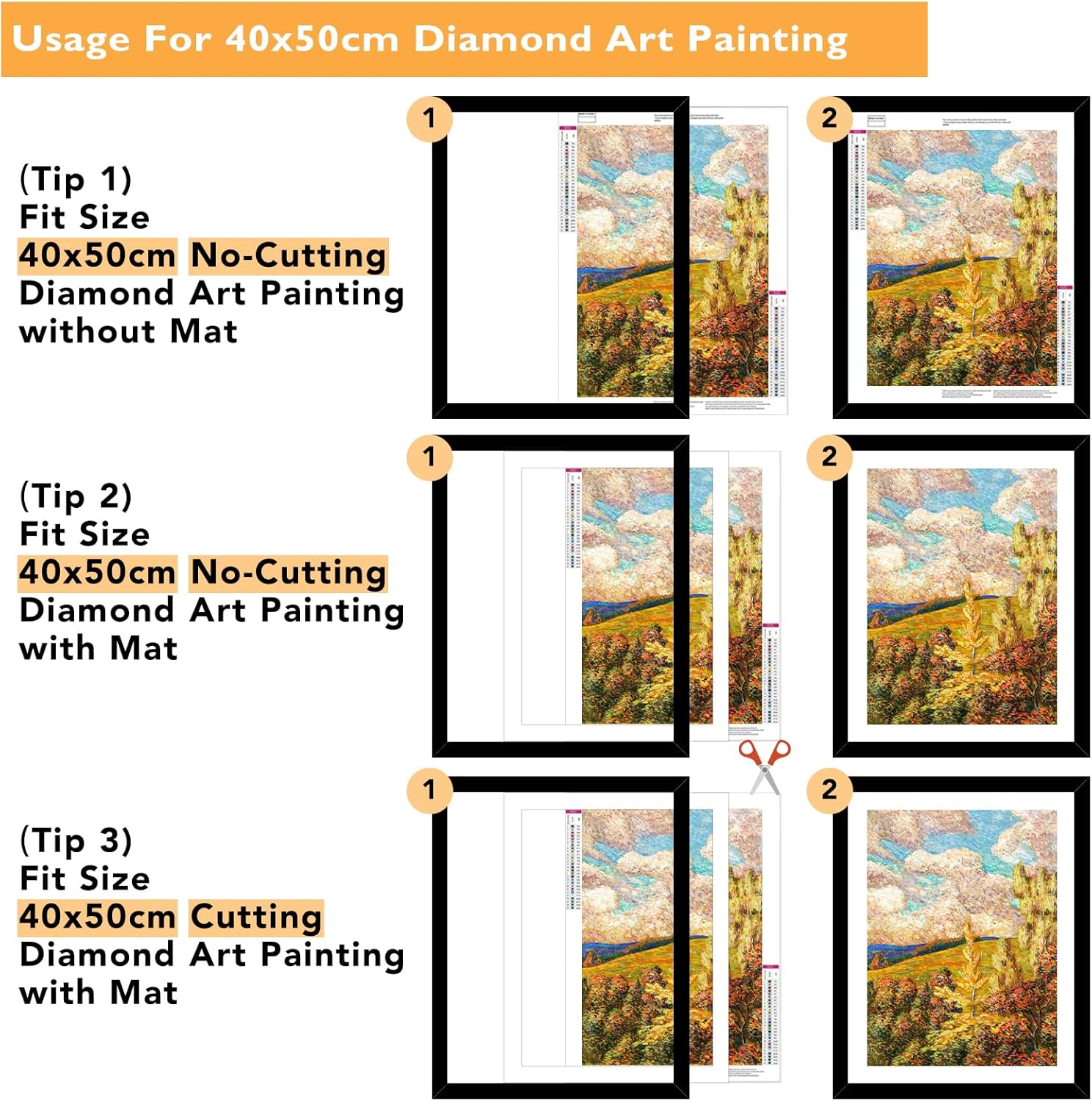 Wood 16x20 Frame Set of 2 with 14x18 Mat, for 40 x 50cm Diamond Art Painting, Display Picture 14 x 18 with Mat or 16 x 20 without Mat, Large 40x50 Picture Frame for Wall Hanging, Black, 2 Packs