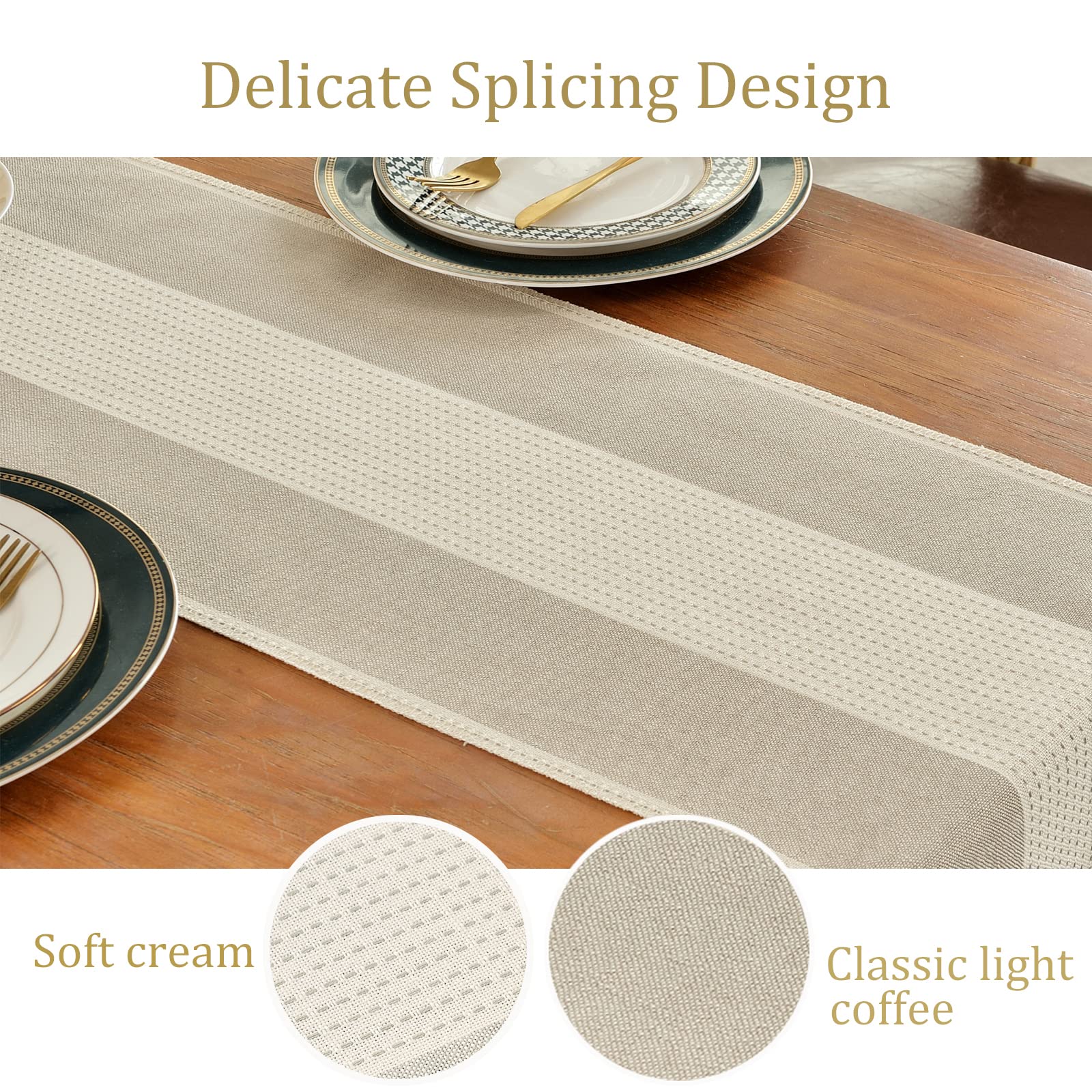 Wracra Runner da tavolo Macramè in lino e cotone, Runner da tavolo Caffè 275cm di lunghezza con nappe a mano, Runner da tavola in stile rustico per feste e uso quotidiano (Caffè Chiaro, 275cm)
