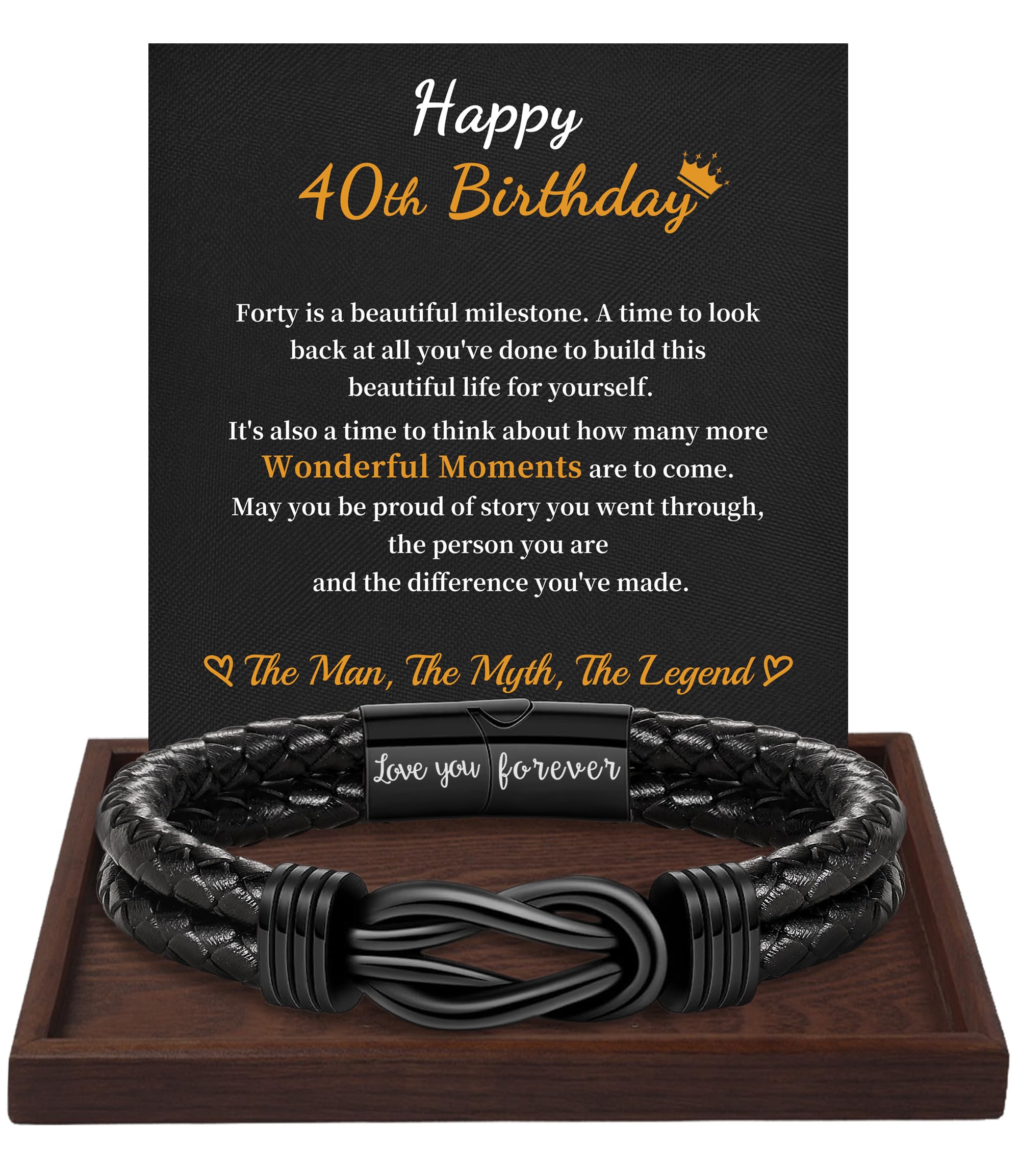 Birthday Gifts for Men Teen Boys Gift Leather Bracelet Happy Birthday I Love You Forever Engraved Linked Together