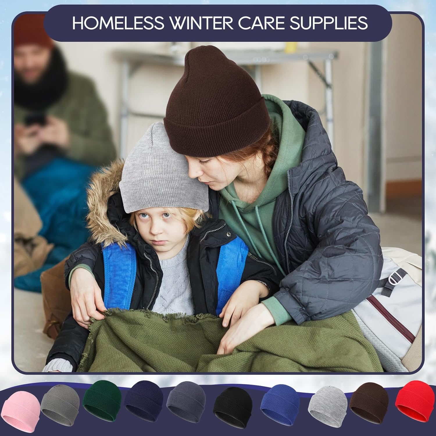 Suhine 100 Pieces Winter Beanies Knit Cuffed Hat Bulk Warm Beanie Cap for Men Women Homeless, Multicolored - Image 6