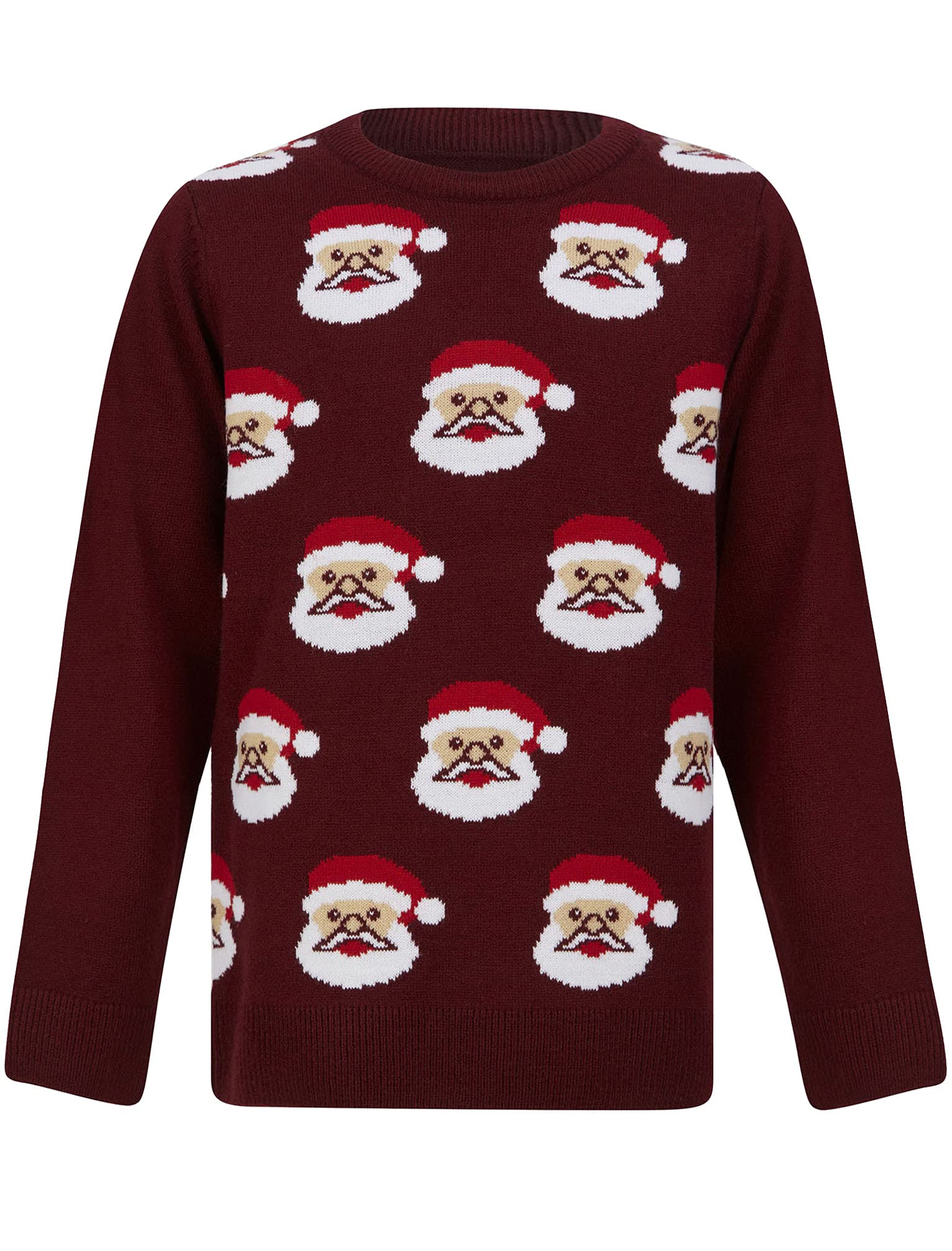 Tokyo Laundry Boys Santa Face Repeat Novelty Christmas Jumper in Red - 7-8 Years