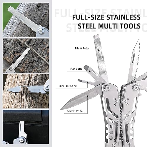 Miniatura 5 de Multiherramienta de bolsillo 24 en 1 con cuchillo, alicates, destornillador y alicates de punta de aguja, pelacables, kit de herramientas