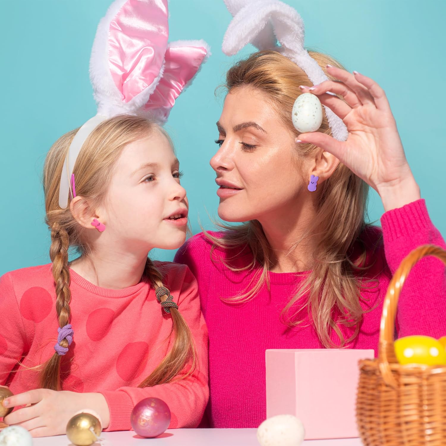 Xqumoi 30Pcs Easter Bunny Stud Earrings - Cute Rabbit Resin Stud Earrings with Hypoallergenic Stainless Steel Jewelry Small Colorful Candy Accessories Happy Easter Gift for Women - Image 6