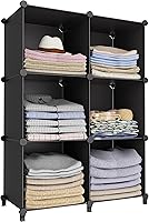 HOMIDEC 6-Cube Storage Organizer Shelf - Easy No-Screw Assembly Closet Bookcase for Bedroom, Kids Room, Bathroom - Black 11.8" Cubes