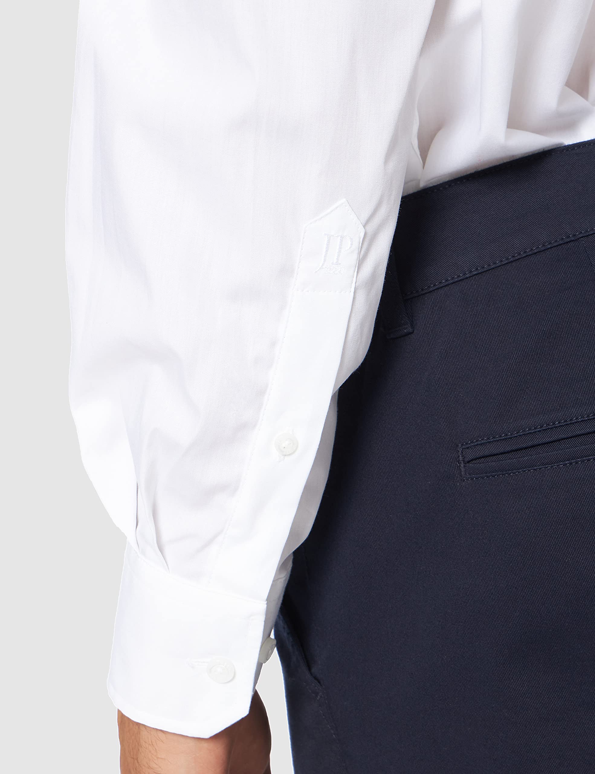 JP 1880 Męska koszulka męska, duże rozmiary, L-8XL do 8XL, koszula, koszula biznesowa, kieszeń na piersi, kołnierz i Comfort Fit, czysta bawełna, łatwa do prasowania 703633, biały, XXL