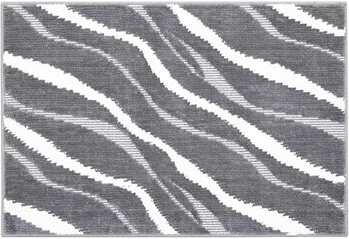 Miniatura 5 de COZYLOOM Alfombra vintage con textura de ondas, de 2 x 3 pulgadas, de felpa, esponjosa, antideslizante, pequeña, bohemia, geométrica, suave, lanuda