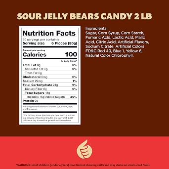 Sour Bears Gummy Candy, Gelatin Free Sour Gummies, 2 Lb Bag