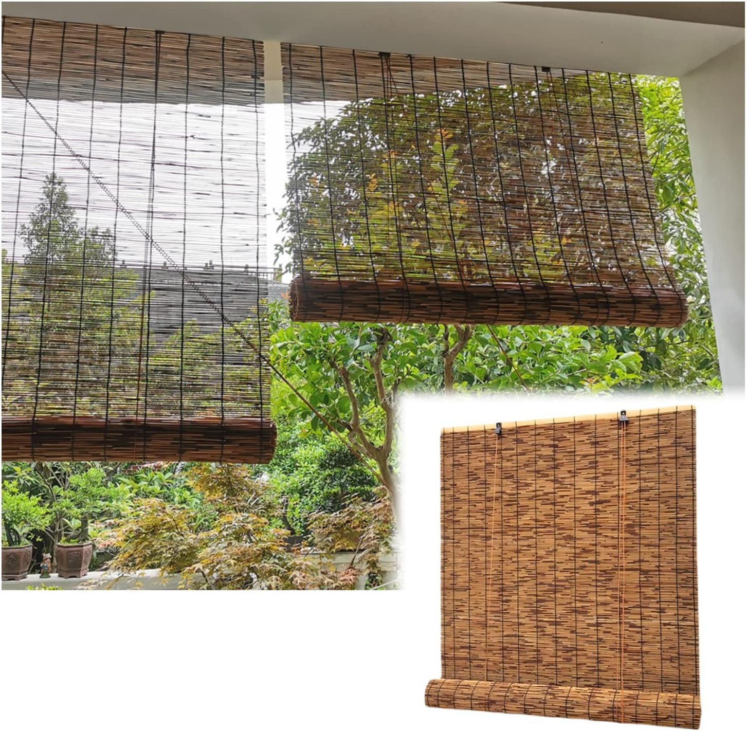 Bamboo Roller Blinds for Window Patios Balcony Garden